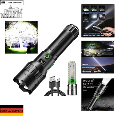 ASORT LED Taschenlampe Aufladbar, Extrem Hell 500000 Lumen, Zoombare, 6 Modi,...