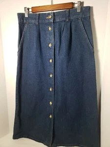 Vintage y2k American Profile Jeanswear Long Modest Denim Button Down Skirt 32x32 - Picture 1 of 10