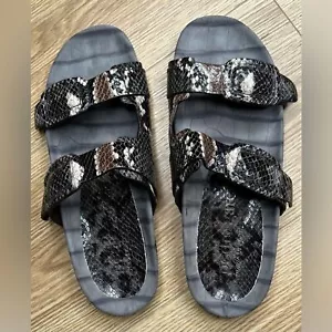 Pedro Garcia Slide Arielle Gray Black Snake Embossed Sandals Size 7.5 - Picture 1 of 9