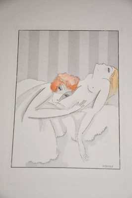 VERLAINE Les Amies. Filles 13 Pointes sèches de Gustave BUCHET  1921  Art déco - Photo 1/4