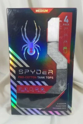 Camisetas sin mangas Spyder Pro algodón elástico paquete de 4 M negras grises blancas absorbentes logotipo de araña Foto 1 de 4