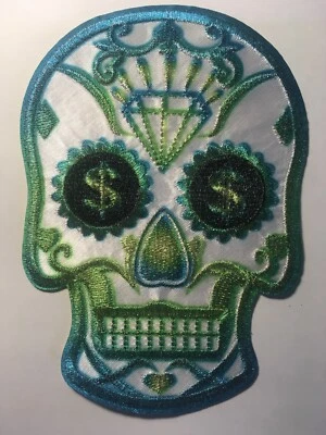 skull patch SKULL PATCH skull iron on DIA DE LOS MUERTOS CALAVERA DAY OF DEAD - Image 1 of 4