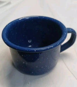 Vintage Blue Enamel Little Tin Cup Kids Camping 4oz - Picture 1 of 9