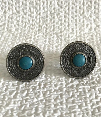 Flavina 墨西哥纯银和玉石? 玛雅日历风格袖口链接 0.5 克 — 第 1/4 张图片