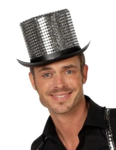 Pailletten-Zylinder - silber  ShowZylinder RevueZylinder Karneval Zubehör - Bild 1 von 1