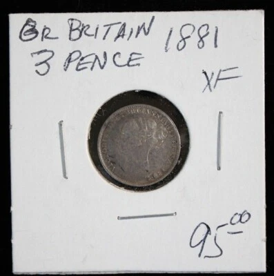 1881  3 Pence  Great Britain  .042 Silver  "XF" - Image 1 of 4