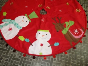 Midcentury Atomic Retro Style Sputnik Snowman & Reindeer Christmas Tree Skirt - Picture 1 of 1