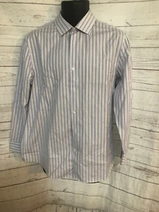 Perry Ellis Premium Non Iron Button Up Shirt Long Sleeves Striped Size 16 32/33 - Picture 1 of 6