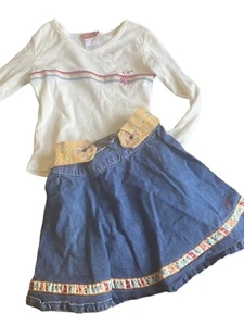 Guess Jeans Girls Skirt Outfit Size 6x 7-8 Flowers - Picture 1 of 6