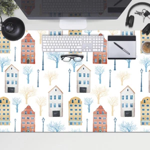 Large Computer Full Desk Top Mat Pad for PC Mouse Keyboard 100x50 Buildings Town - Afbeelding 1 van 4