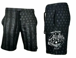 ARCHAIC by AFFLICTION Men's Shorts NATION Black USA Flag Biker MMA S-5XL - Picture 1 of 7