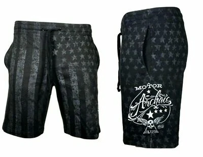 ARCHAIC by AFFLICTION Men's Shorts NATION Black USA Flag Biker MMA S-5XL - Image 1 of 4