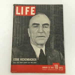 VTG Life Magazine January 25 1943 Own Story of Eddie Rickenbacker, Newsstand - Picture 1 of 1
