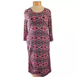 Jessica Simpson Maternity Dress Large Pink Blue Floral Print Rayon Spandex - Picture 1 of 13