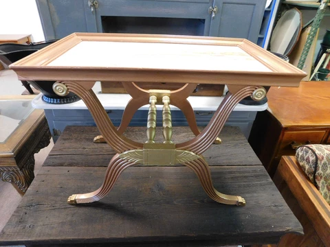 VINTAGE  NEO ROMAN  HALL TABLE /STAND  HAND PAINTED COPPER GOLD FAUX MARBLE Cover