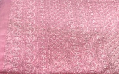  Lovely Pink Sheer Embroidered Fabric| Sale by Fabric Size - Small Floral Motifs - Image 1 of 4