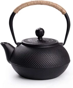Hwagui Tetsubin Iron Teapot Nambu Tekki Sandy Texture 0.8L Black NEW - Picture 1 of 9