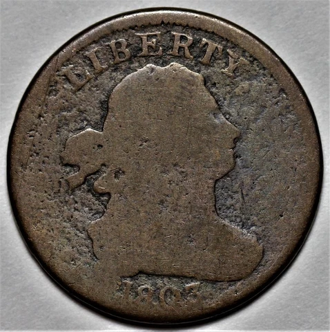 1803 Draped Bust Half Cent - US 1/2c Copper Penny Coin - L37 Cover