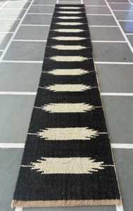 Kilim Rug Natural Wool Jute Handmade Rustic Look Latest Hand Woven Runner - Picture 1 of 11