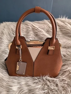 Dune Beige/Brown/Tan Leather Look Handbag With Gold Detailing - Picture 1 of 5
