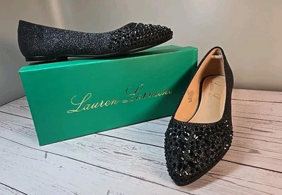 Lauren Lorraine Kelsey Mujer Talla 8.5 Planos Negro Estrás Brillo Brillante Foto 1 de 4
