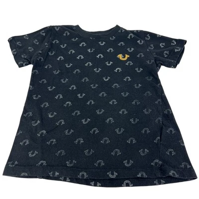 Camisa casual manga curta menino lavagem desgastada algodão preto True Religion LOGOTIPO 7  - Imagem 1 de 4