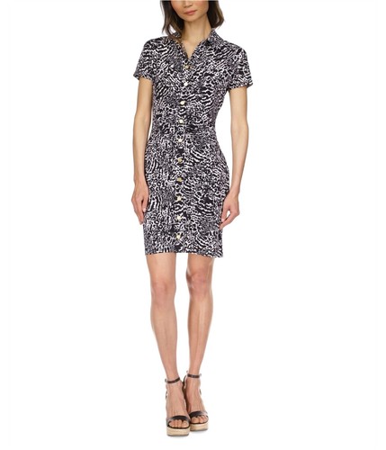 Michael Kors Mini Abito Donna Stampa Animalier Snap Front Bianco Petite PL