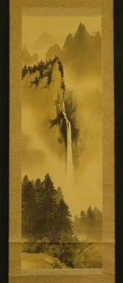 ARTE DE ROLLO COLGANTE JAPONÉS Pintura Paisaje Asiático Antiguo #E8851 Foto 1 de 4