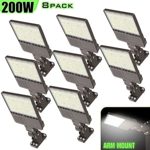 8Pack 200W LED Court Stadium Parking Lot Shoebox Lights Area Lighting Fixture UL - Picture 1 of 15