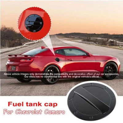 Black Car Door Fuel Tank Gas Cap Cover Trim Decor for Chevrolet Camaro 2017-2022 - Imagem 1 de 4