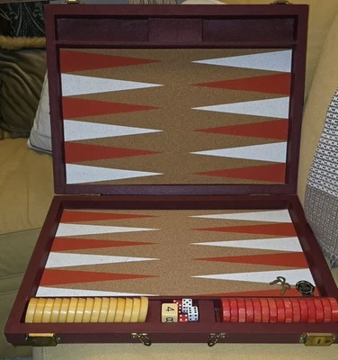 VTG Royal Crisloid Backgammon Set 1.5” Marbled Red & Butterscotch Bakelite Chips - Image 1 of 4