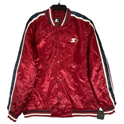 Chaqueta Universitaria Starter Roja Satinada Enzo Rayas Hombres XL Acolchada Bombardero Retro Años 90 Y2K Foto 1 de 4