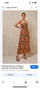 Aere Strapless Floral Maxi Linen Dress Black Orange Size 8 - Picture 1 of 10