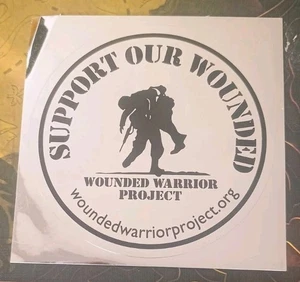 Wounded Warrior Project WWP Sticker Shiny Silver 'Support Our Wounded' Round HTF - Picture 1 of 2