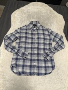 Bonobos Slim Fit Mens Blue Plaid Linen Blend Button Down Shirt Size Medium Top - Picture 1 of 7