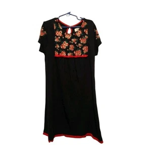 Crown & Ivy Girl's Friday's Garden Blue Red Trim Floral Accent Dress Size M - Picture 1 of 10