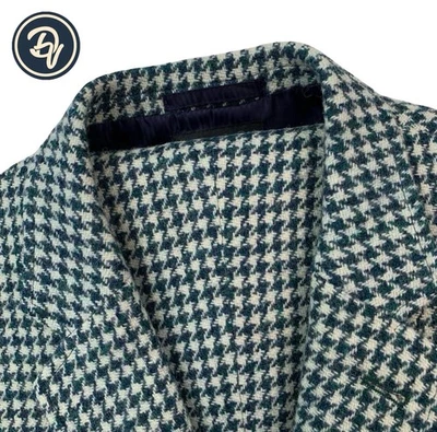 Mint! 42 R ASOS X Harris Tweed Green Chunky Knit Check Slim Fit Tweed Suit - Image 1 of 4