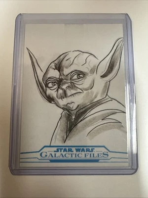 Star Wars Galactic Files Sketch Card Yoda by Alex 1/1 - Image 1 of 2