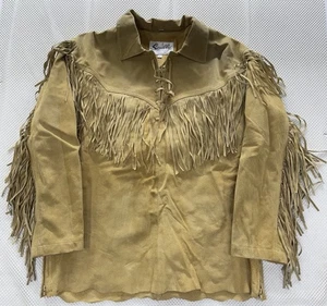 Scully Beige Suede Fringe Western Shirt Size Large - Picture 1 of 8