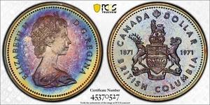 1971 Canada Silver Dollar Coin - PCGS SP67 - Rainbow Toning SP 67 #coinsofcanada - Picture 1 of 6
