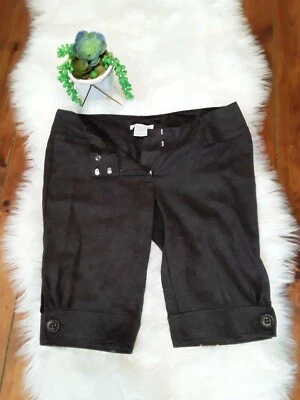 Pantalones Cortos Capris De Colección Charlotte Russe Para Mujer Talla 11 Lino Marrón con Botón Foto 1 de 4
