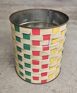 SELTENE VINTAGE 50er JAHRE FALTKORB GEWEBTE KAFFEEDOSE - Bild 1 von 9