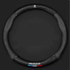 15" PU Leather+Carbon fiber Steering Wheel Cover For PEUGEOT 2008 3008 307 308 - Picture 1 of 13
