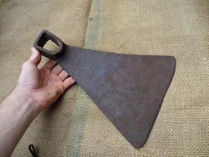 HUGE DECORATED ANTIQUE ADZE HOE PICK MATTOCK DIGGER WROUGHT IRON HAND FORGED - Picture 1 of 16