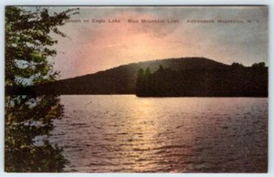 POSTAL TIPO ALBERTYPE AZUL MONTAÑAS ÁGUILA LAGO PUESTA DEL SOL ADIRONDACKS NY COLOREADA - Imagen 1 de 2