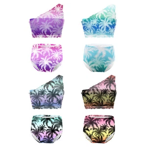 Girls Swimsuit Mesh Coverup Tops Swim Beach Tropical Print Beach Vacation Soft - Picture 1 of 43