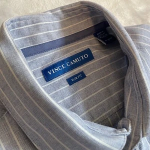 Vince Camuto Mens Long Sleeve Slim Fit Button Up Dress Shirt Size 17 32/33 - Picture 1 of 7