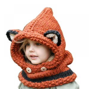 Animal fox hat ear keep warm cute children's handmade knit hat autumn and winter - Picture 1 of 13