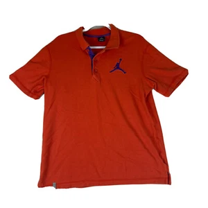 Nike Shirt Mens L Orange Purple Air Jordan Polo Big Logo Jumpman Short Sleeve - Picture 1 of 11