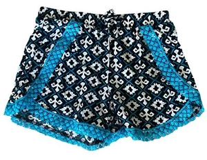 Xhilaration Shorts Girls Medium Blue Black White Festival Boho - Picture 1 of 3